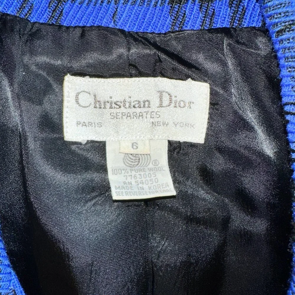 Wool Christian Dior Plaid Blue & Black Vintage Blazer